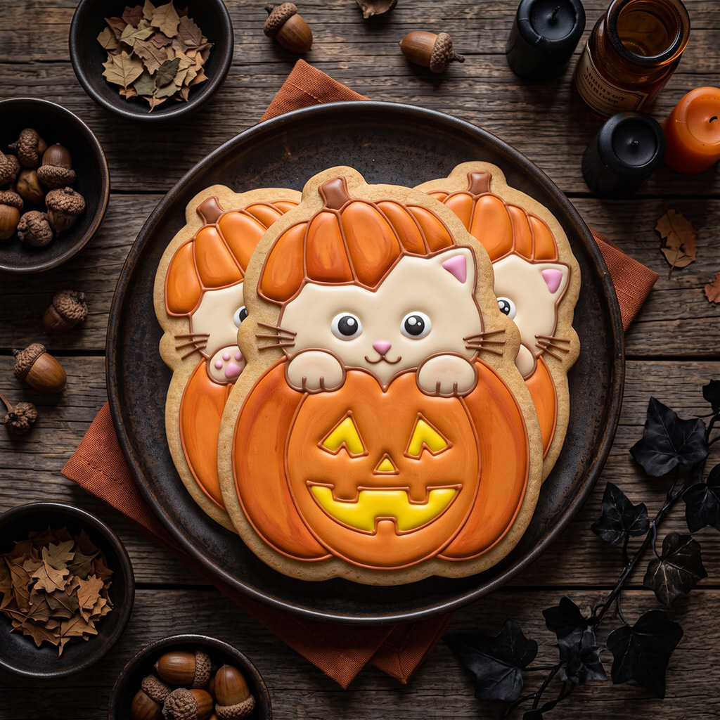 Vykrajovátko s razítkem kočka na Halloween